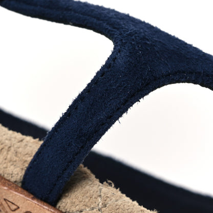 Chanel Suede Crystal CC Thong Sandals 39.5 Navy 12 of 13
