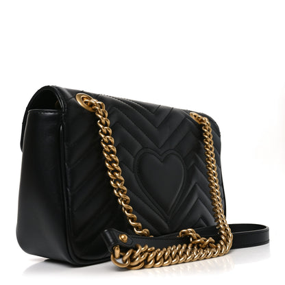 Gucci Calfskin Matelasse Small GG Marmont Shoulder Bag Black 3 of 10