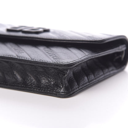 Balenciaga Shiny Goatskin Logo Embossed Monochrome BB Wallet On Chain Black 8 of 9