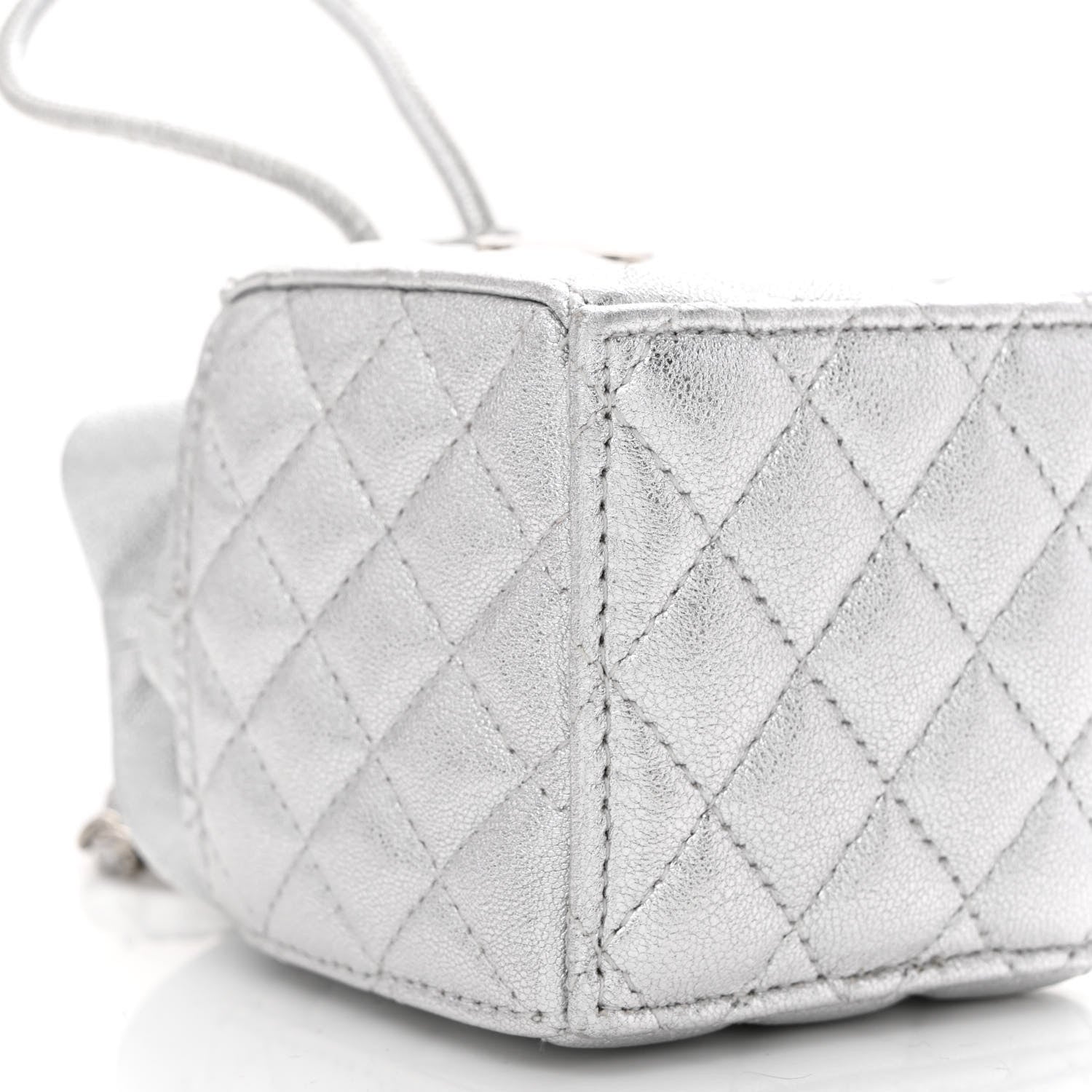 Chanel Metallic Caviar Quilted Mini Drawstring Bucket Bag Silver 9 of 10