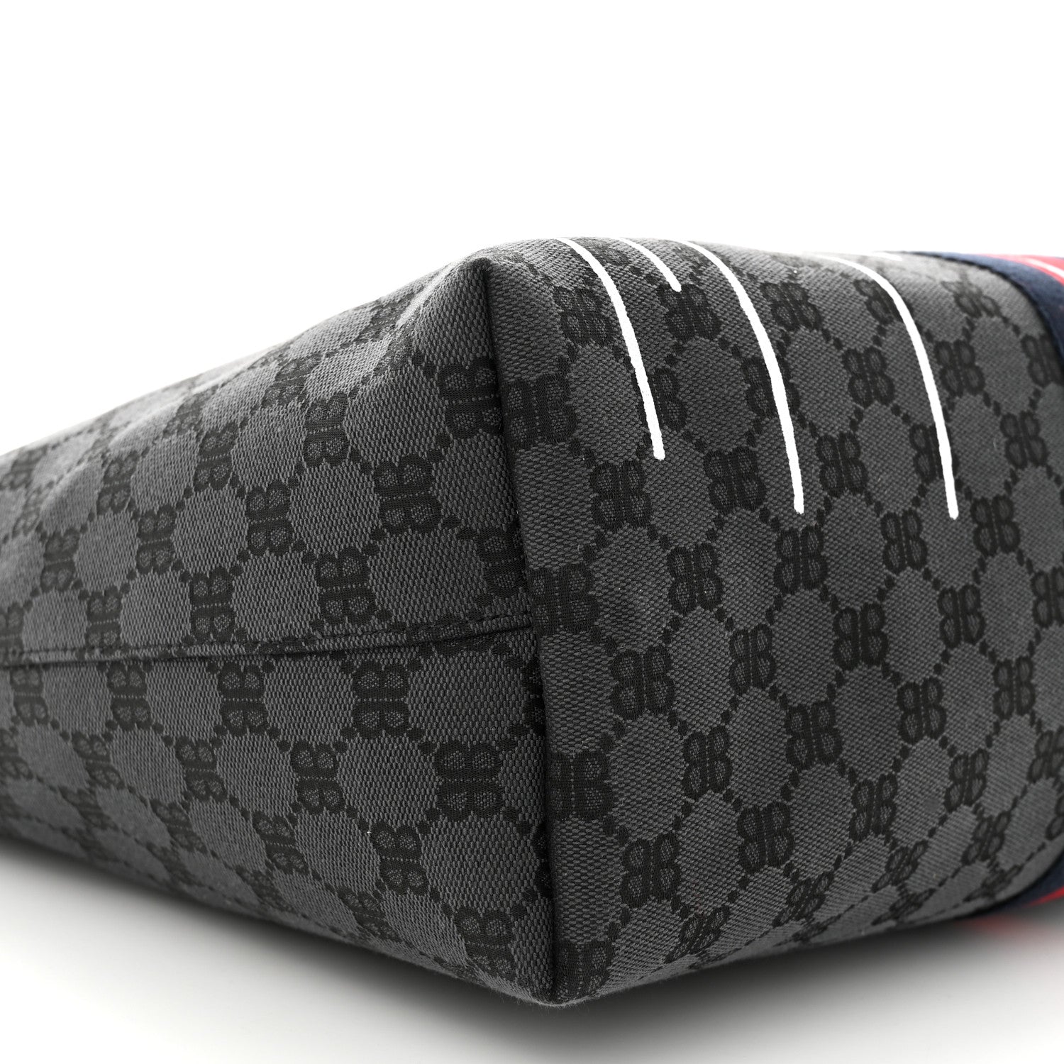 Gucci X BALENCIAGA BB Monogram Web Graffiti Medium Ophidia Shopping Tote Beige New Acero 9 of 10