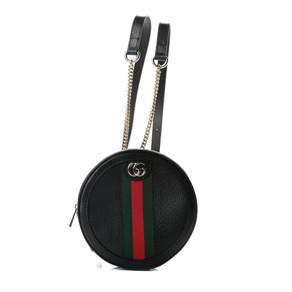 Gucci Grained Calfskin Web Mini Ophidia Round Backpack Black 1 of 9