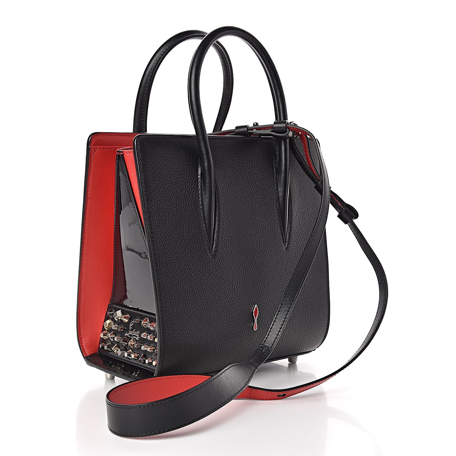 Christian Louboutin Calfskin Beaded Loubitag Small Paloma Black 3 of 10