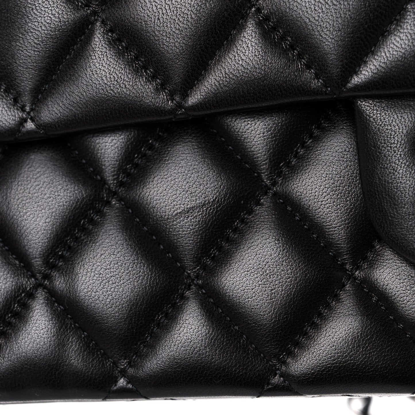 Lambskin Quilted Medium Double Flap Black
