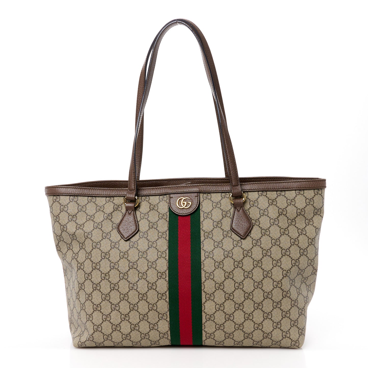 GG Supreme Monogram Medium Ophidia Shopping Tote Brown