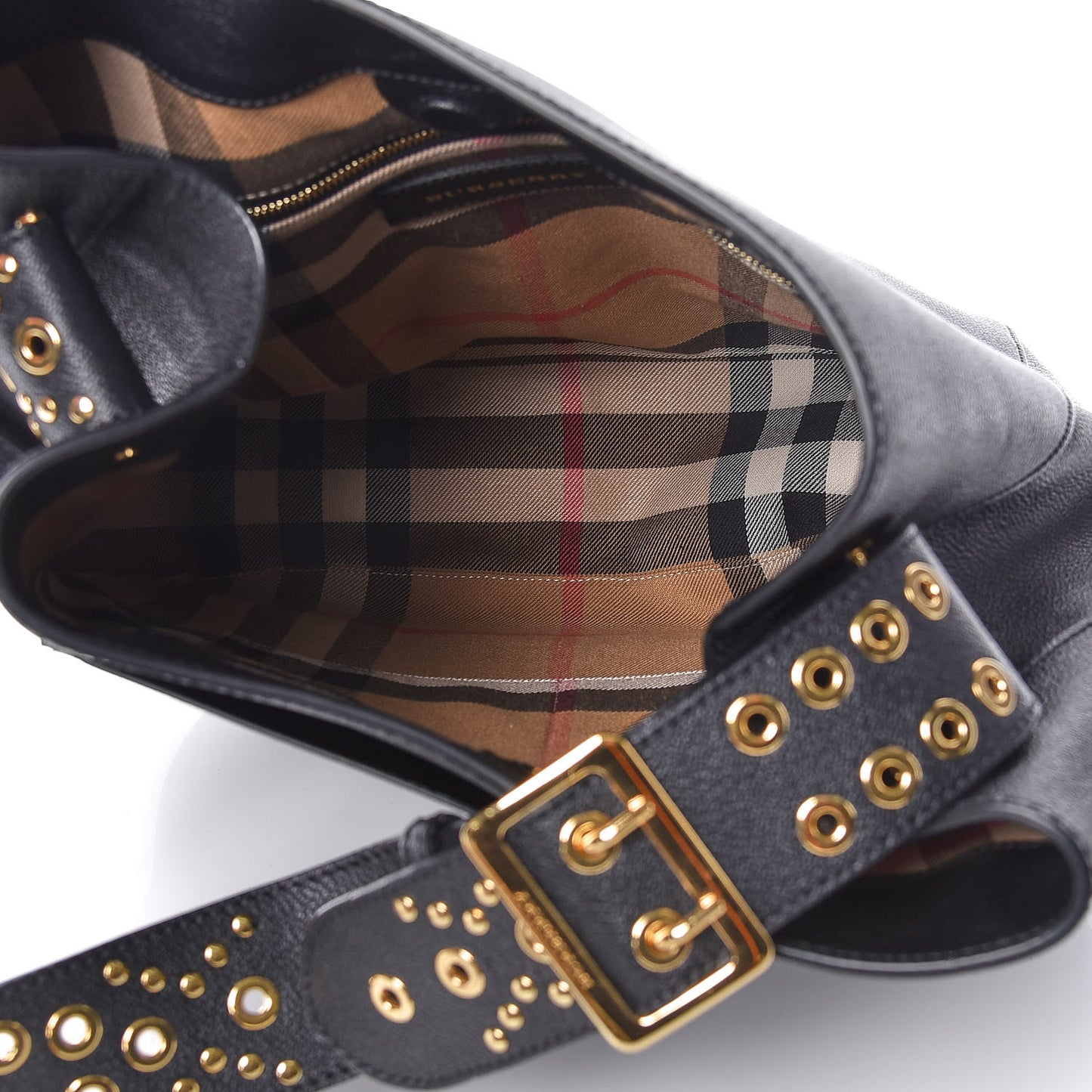 Soft Grainy Calfskin Studded Small Elmstone Hobo Black