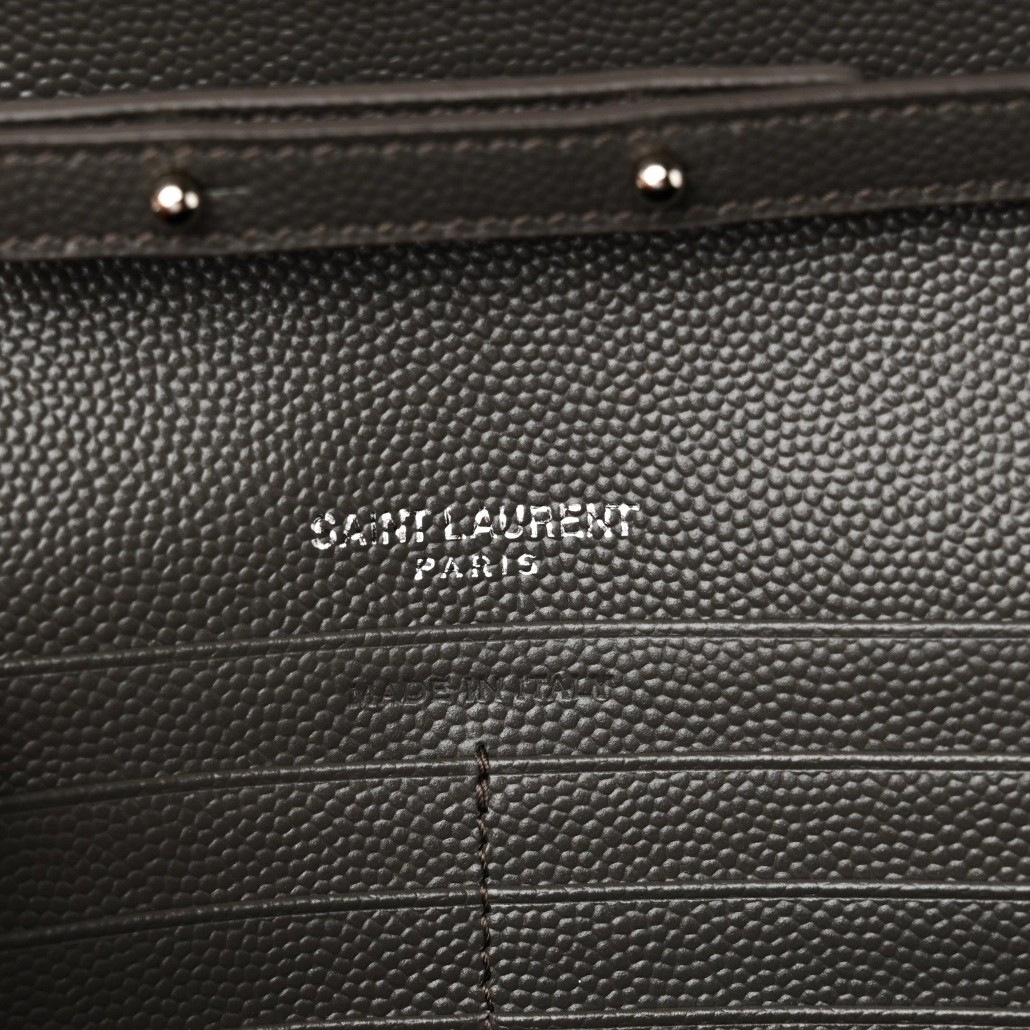 Saint Laurent Grain De Poudre Matelasse Chevron Monogram Chain Wallet Fog 6 of 10