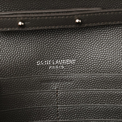 Saint Laurent Grain De Poudre Matelasse Chevron Monogram Chain Wallet Fog 6 of 10