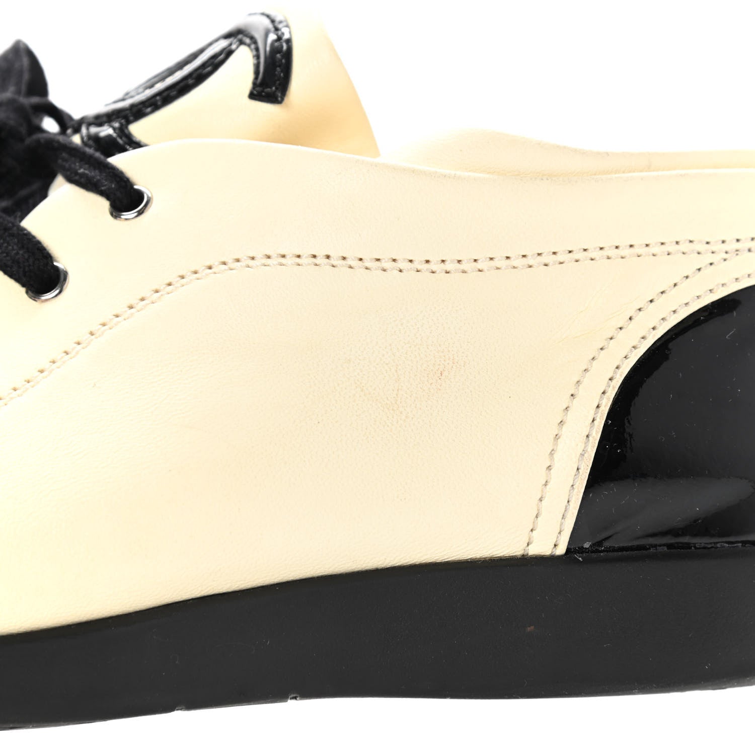Chanel Lambskin Patent Cap Toe CC Sneakers 39 White Black 10 of 15