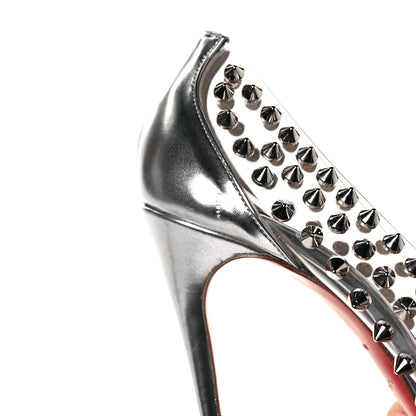 Christian Louboutin PVC Metallic Gloss Spike Me 100 Pumps 38 Silver 8 of 10