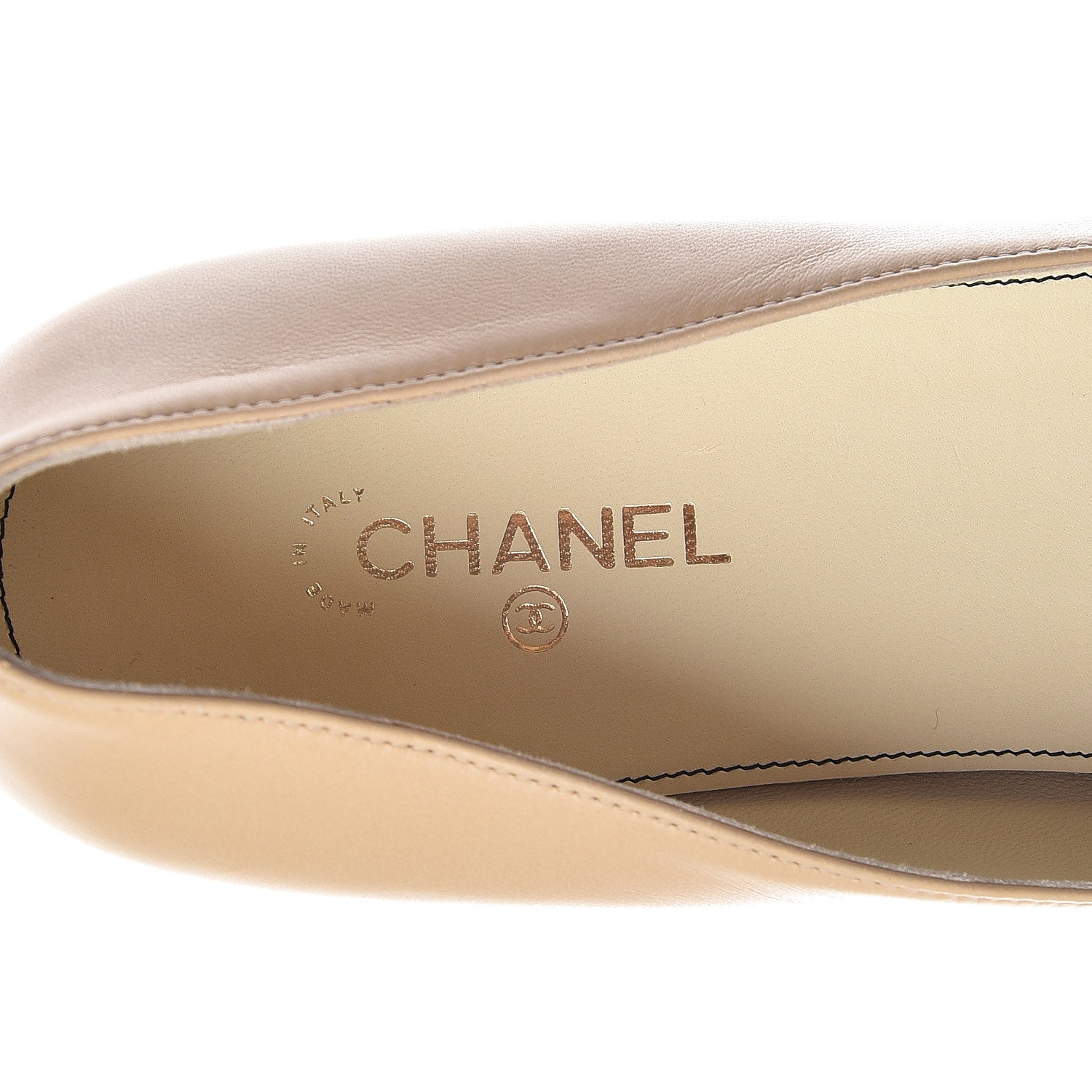 Chanel Lambskin Pearl Bow Ballerina Flats 39.5 Beige Black 6 of 8