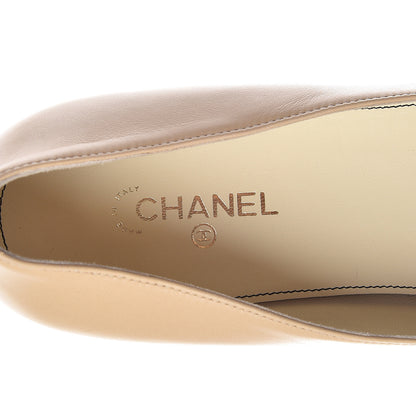Chanel Lambskin Pearl Bow Ballerina Flats 39.5 Beige Black 6 of 8