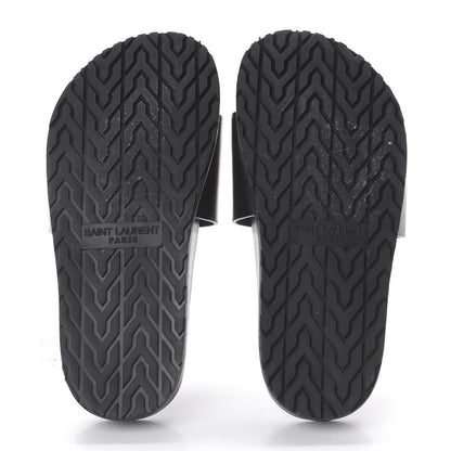 Saint Laurent Calfskin Monogram Jimmy Joan Slide Sandals 37 Black 5 of 8
