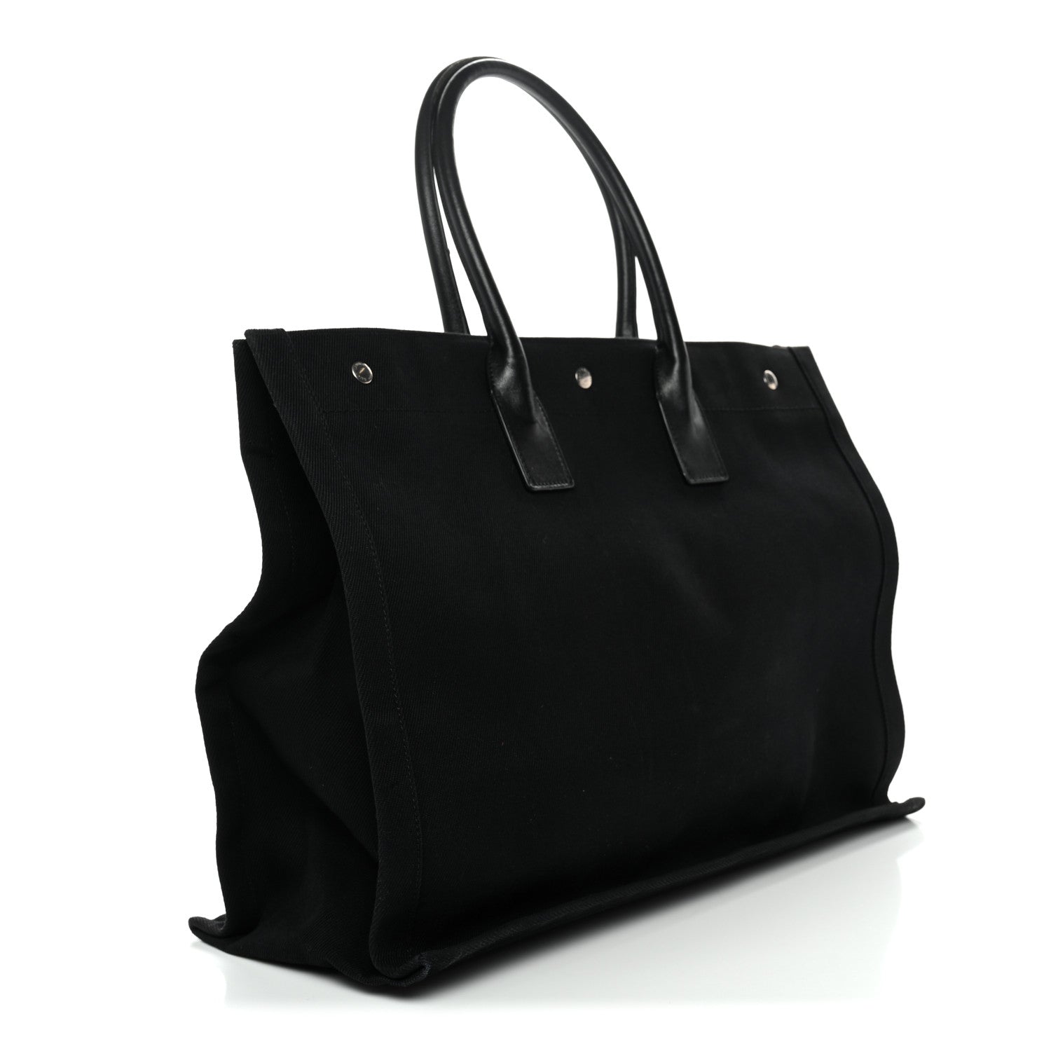 Saint Laurent Linen Calfskin Rive Gauche Tote Black 5 of 25