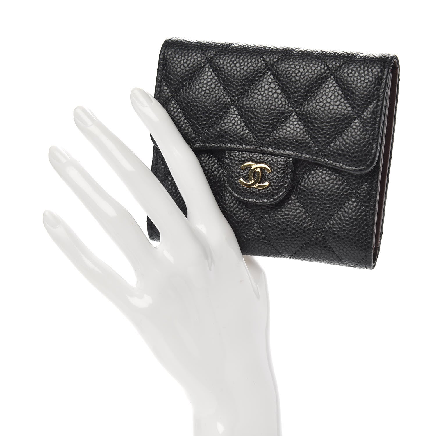 Chanel Caviar Quilted Compact Flap Wallet Black 2 of 9