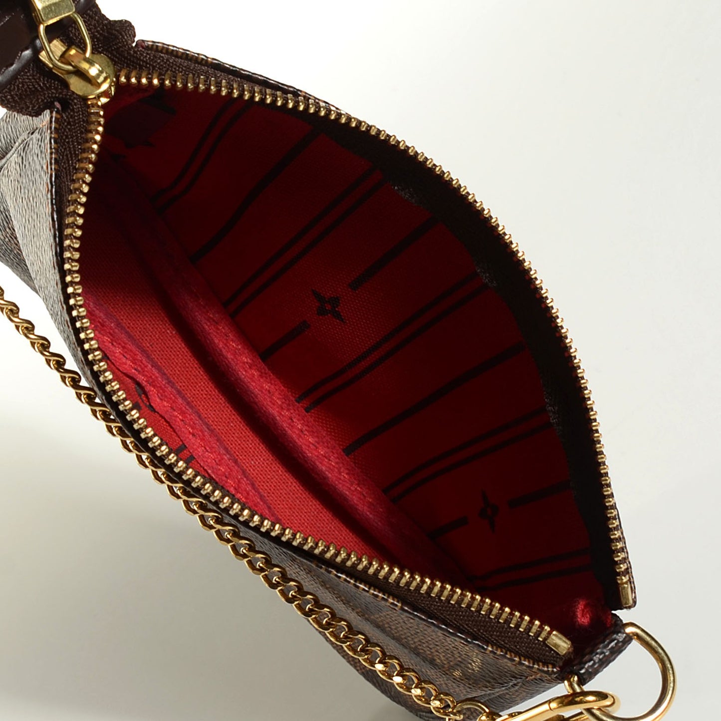 Damier Ebene Complice Trunks and Bags Mini Pochette Accessories Red