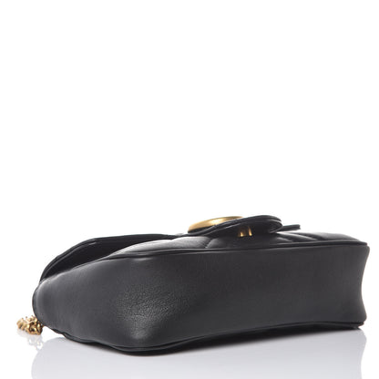 Gucci Calfskin Matelasse Super Mini GG Marmont Shoulder Bag Black 4 of 11