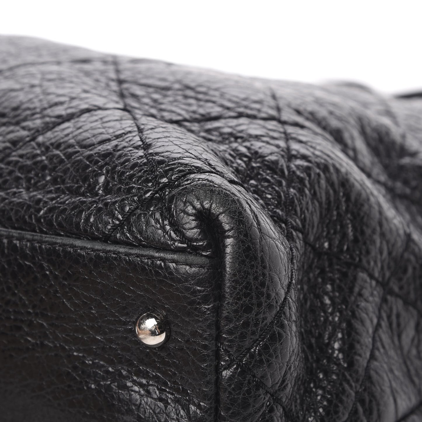 Glazed Calfskin Large On The Road Tote Black