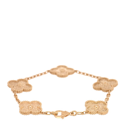 Van Cleef & Arpels 18K Yellow Gold 5 Motifs Vintage Alhambra Bracelet 2 of 4