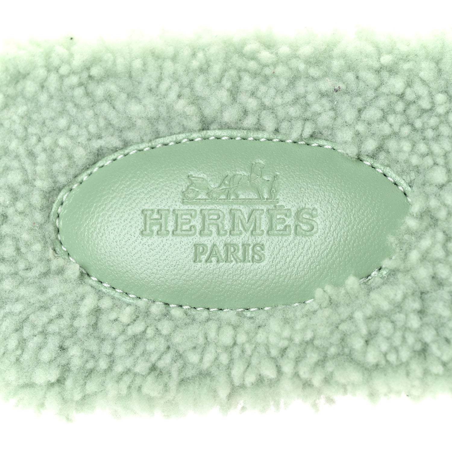 Hermes Woolskin Oran Sandals 38.5 Vert D’Eau 10 of 11