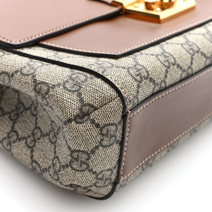 Gucci GG Supreme Monogram Calfskin Padlock Slip Pocket Shoulder Bag Beige Cuir 9 of 10
