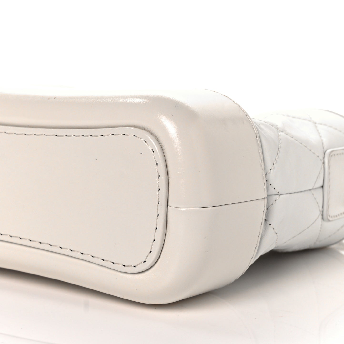 Aged Calfskin Quilted Small Gabrielle Hobo White