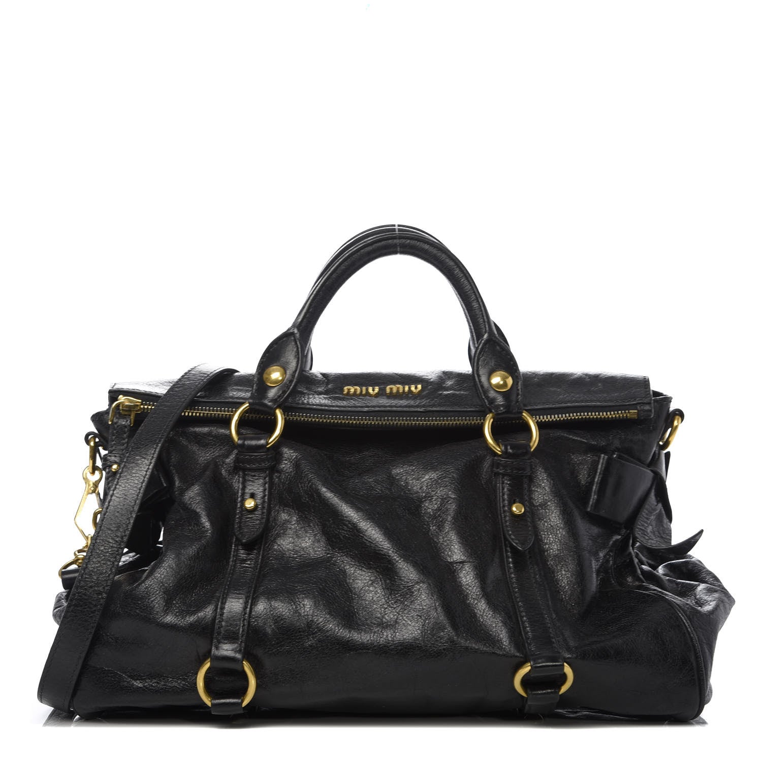 Miu Miu Vitello Lux Medium Bow Bag Black 1 of 9