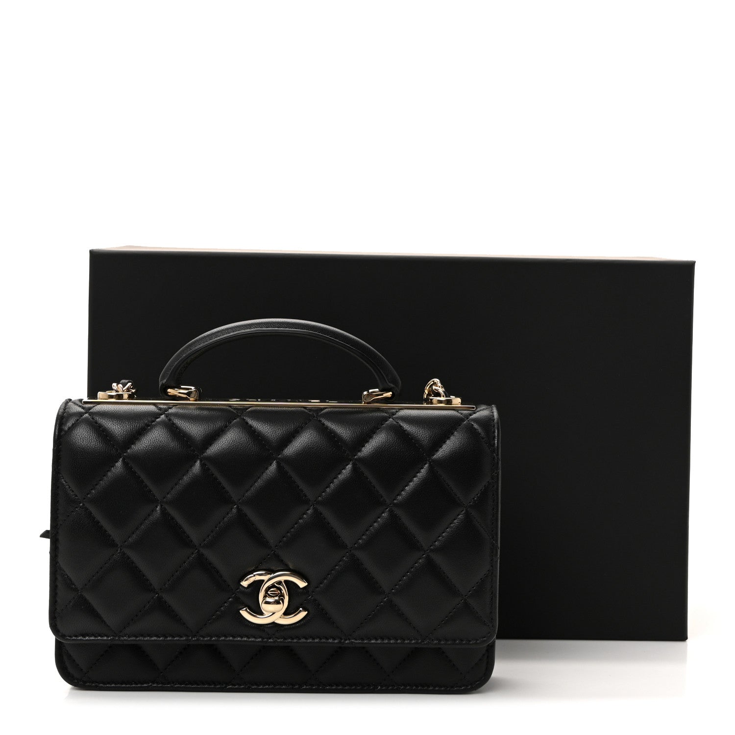 Chanel Lambskin Quilted Top Handle Trendy CC Wallet On Chain WOC