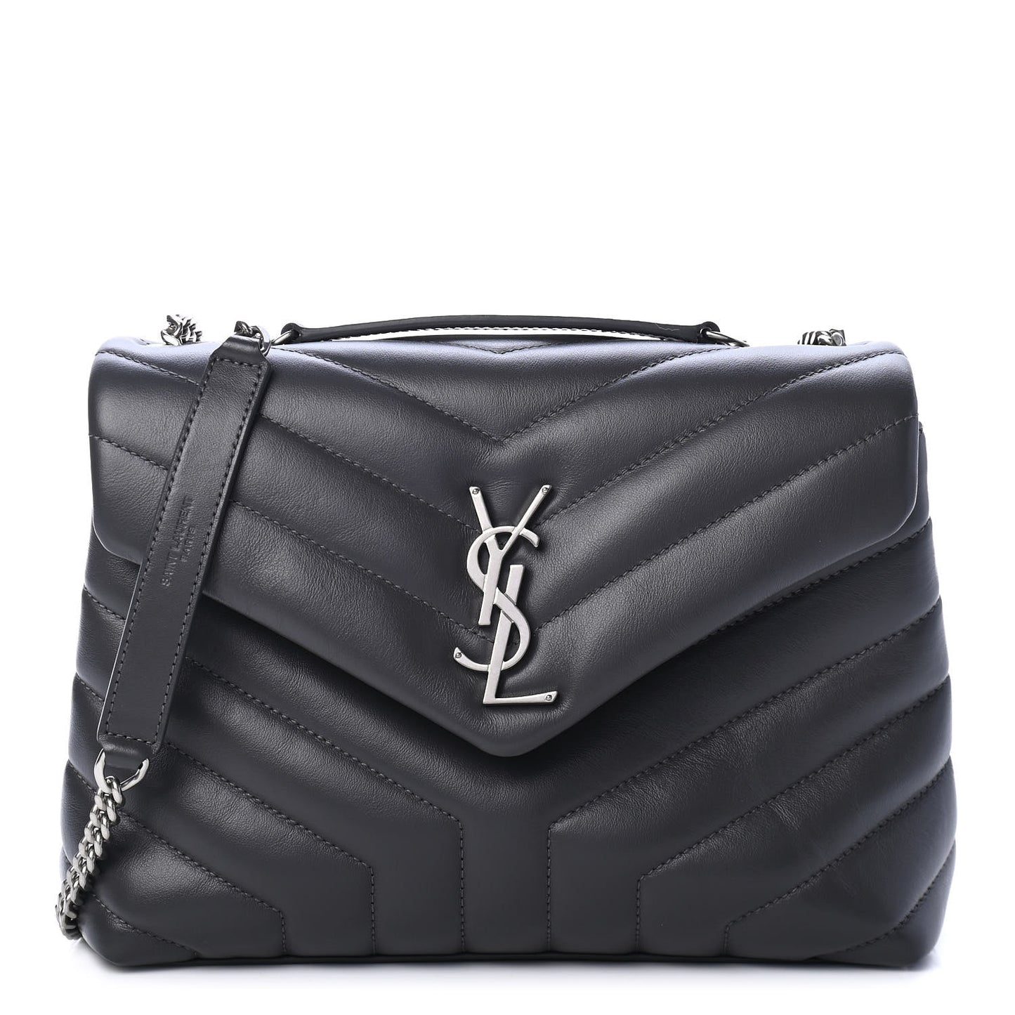 Calfskin Y Quilted Monogram Small Loulou Chain Satchel Asphalt