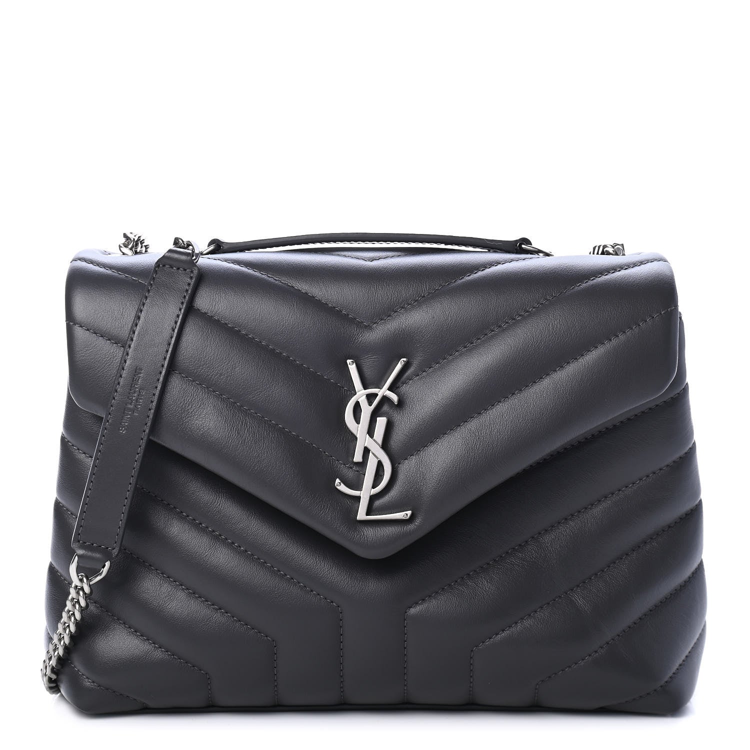 Saint Laurent Calfskin Y Quilted Monogram Small Loulou Chain Satchel Asphalt 1 of 4
