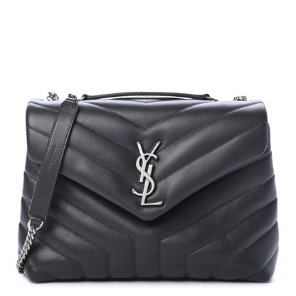 Saint Laurent Calfskin Y Quilted Monogram Small Loulou Chain Satchel Asphalt 1 of 4