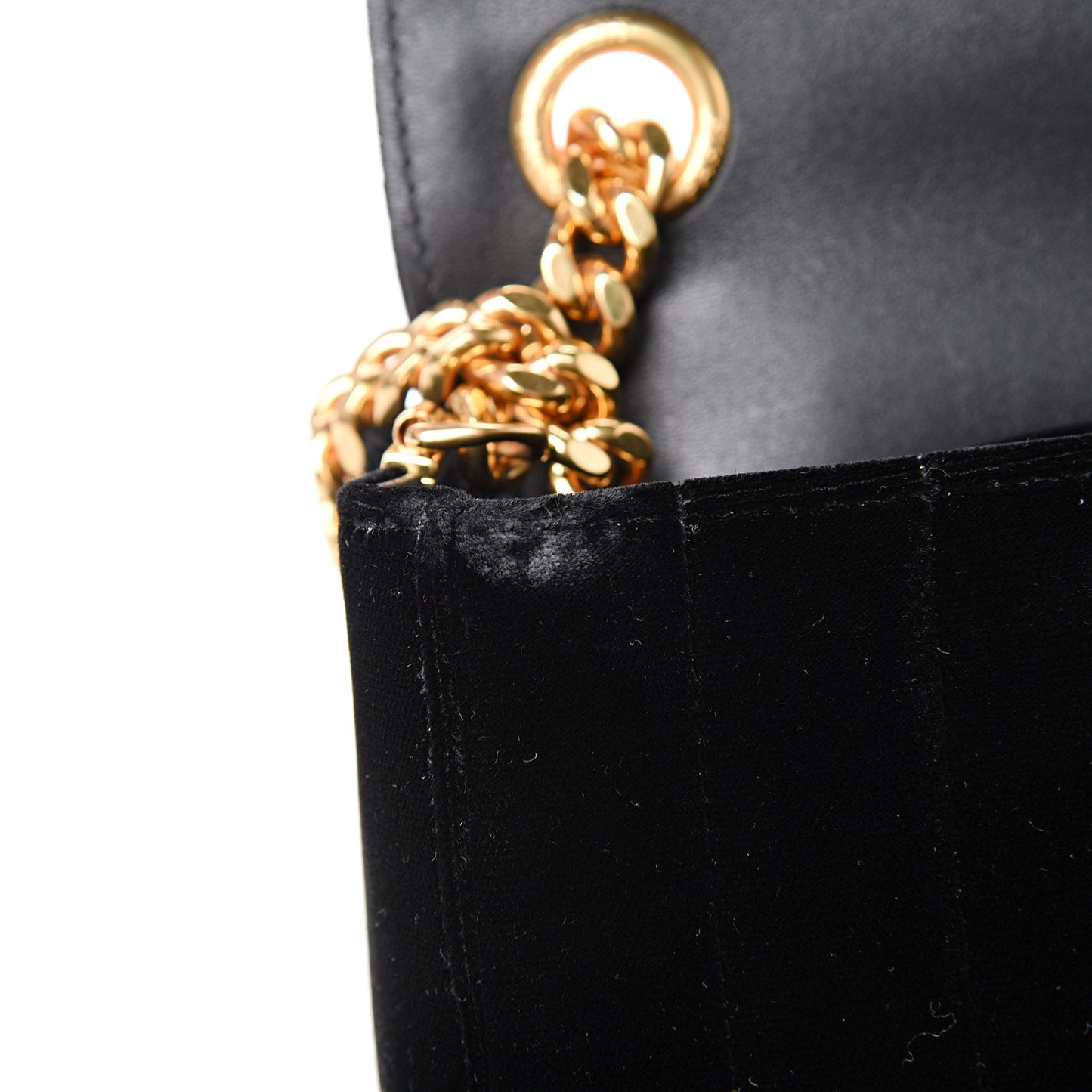 Velvet Matelasse Small Vicky Chain Bag Black