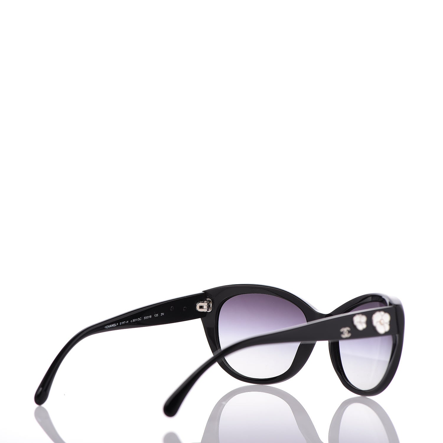 Chanel Camellia CC Sunglasses 5187-H Black 4 of 8