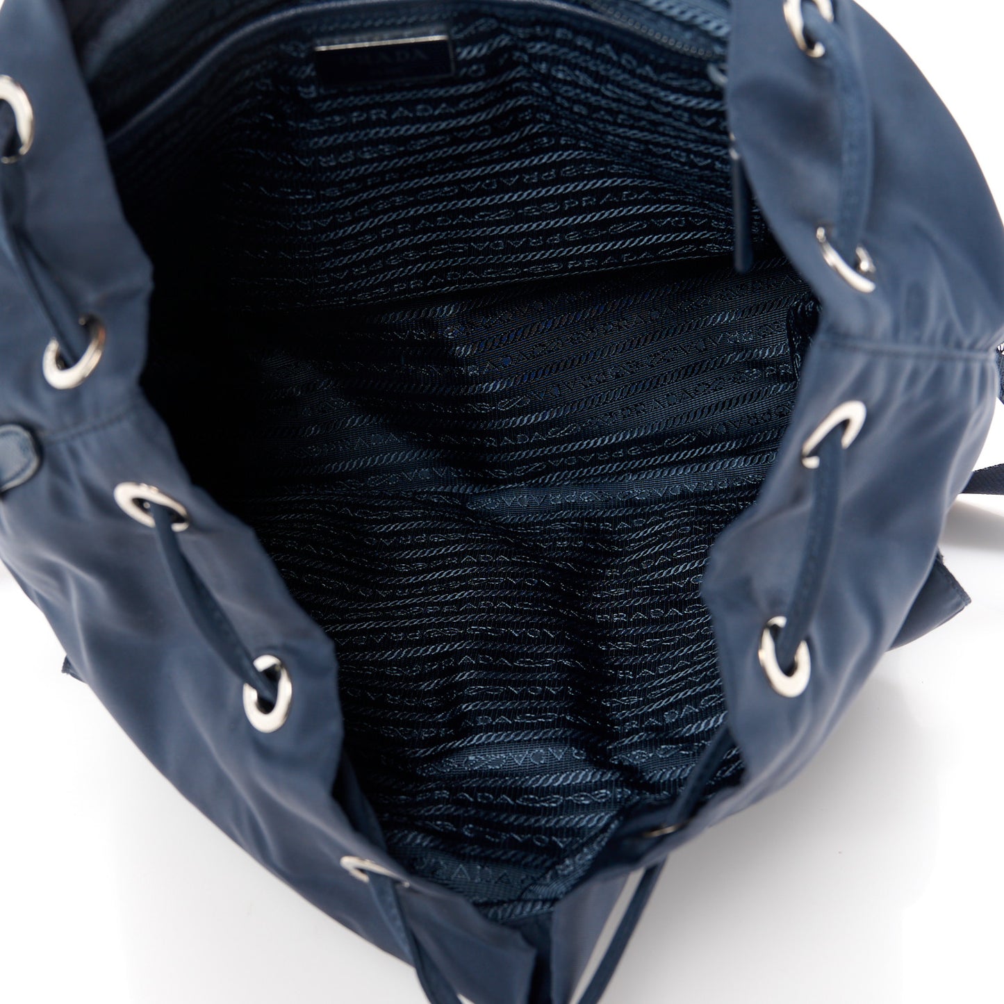 Nylon Vela Saffiano Medium Backpack Bleu