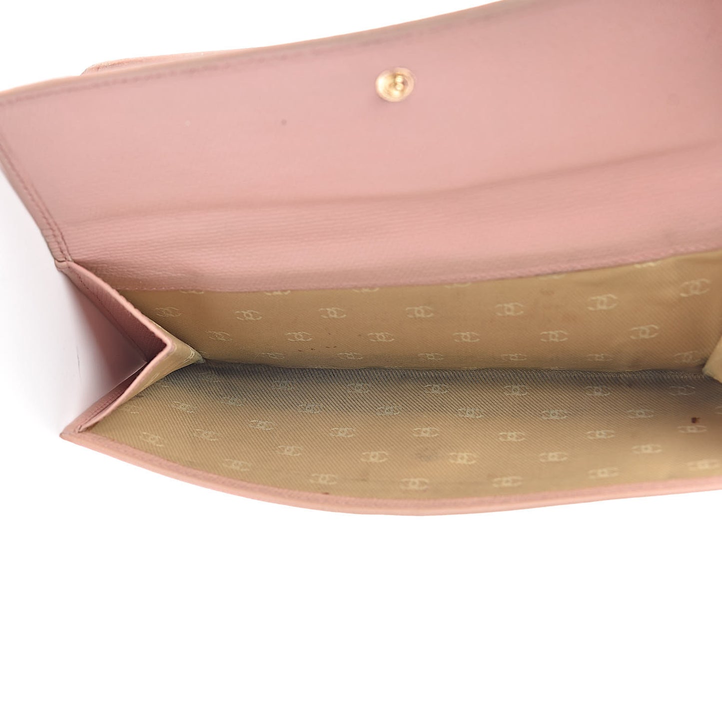 Grained Calfskin CC Button Wallet Pink
