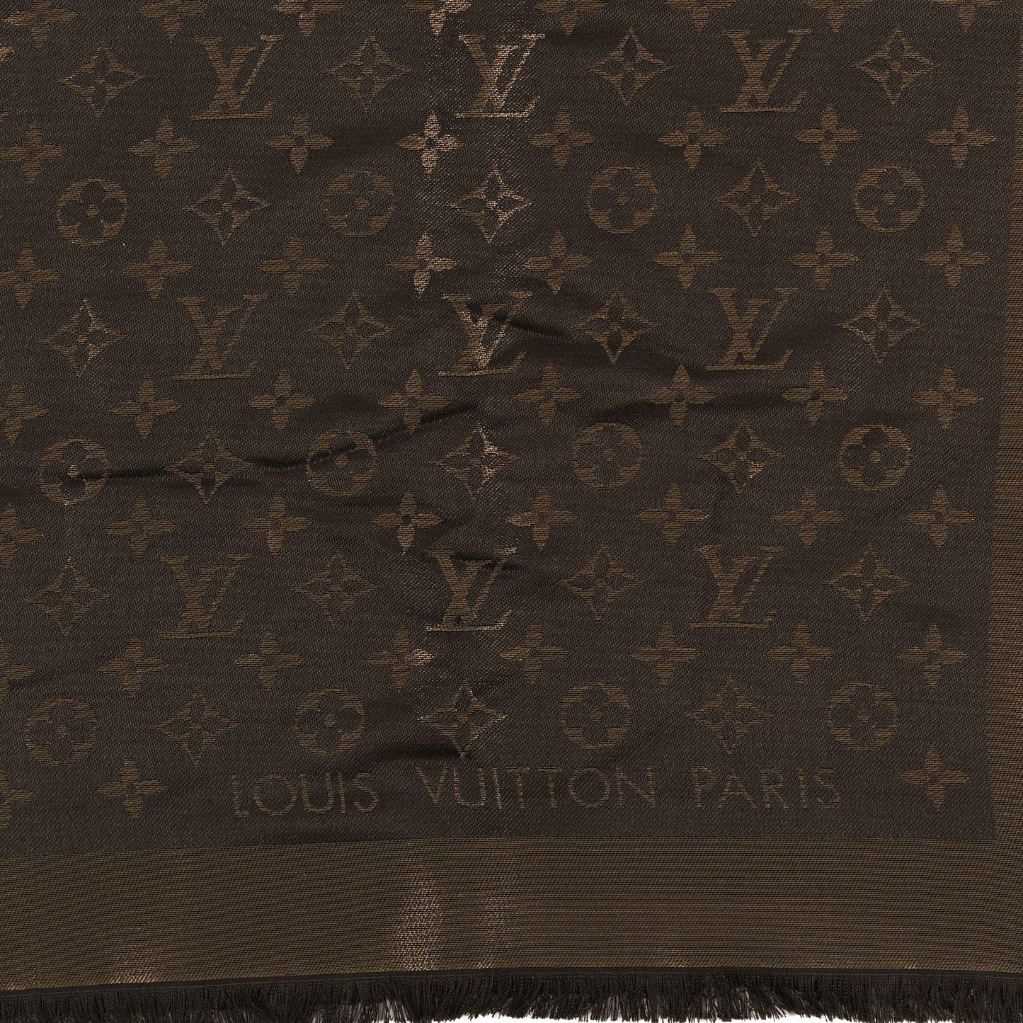 LOUIS VUITTON Silk Lurex Wool Monogram Shine Shawl Marron