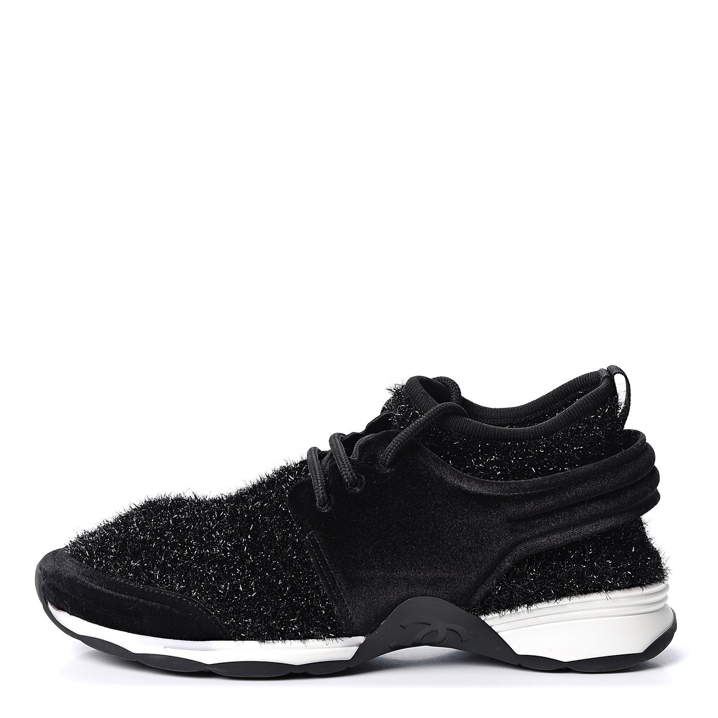 Stretch Fabric Velvet CC Sneakers 40.5 Black