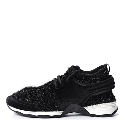 Chanel Stretch Fabric Velvet CC Sneakers 40.5 Black 1 of 10