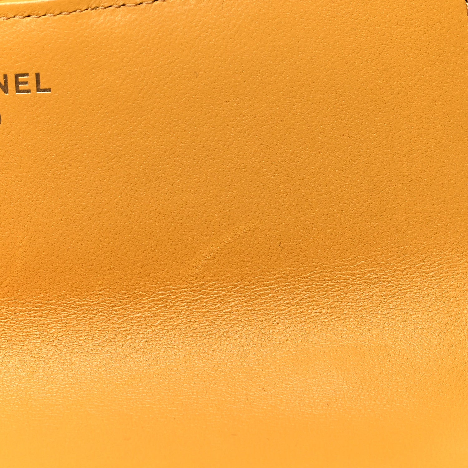 Chanel Lambskin Quilted Flap Phone Holder With Chain Yellow 12 of 14