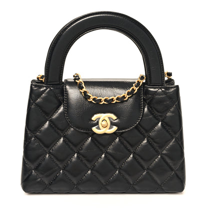 Chanel Shiny Aged Calfskin Quilted Nano Kelly Shopper Black 1 of 11