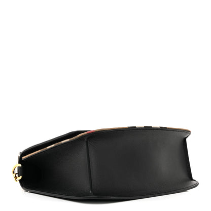 Burberry Derby Calfskin House Check Mackford Crossbody Bag Black 4 of 10