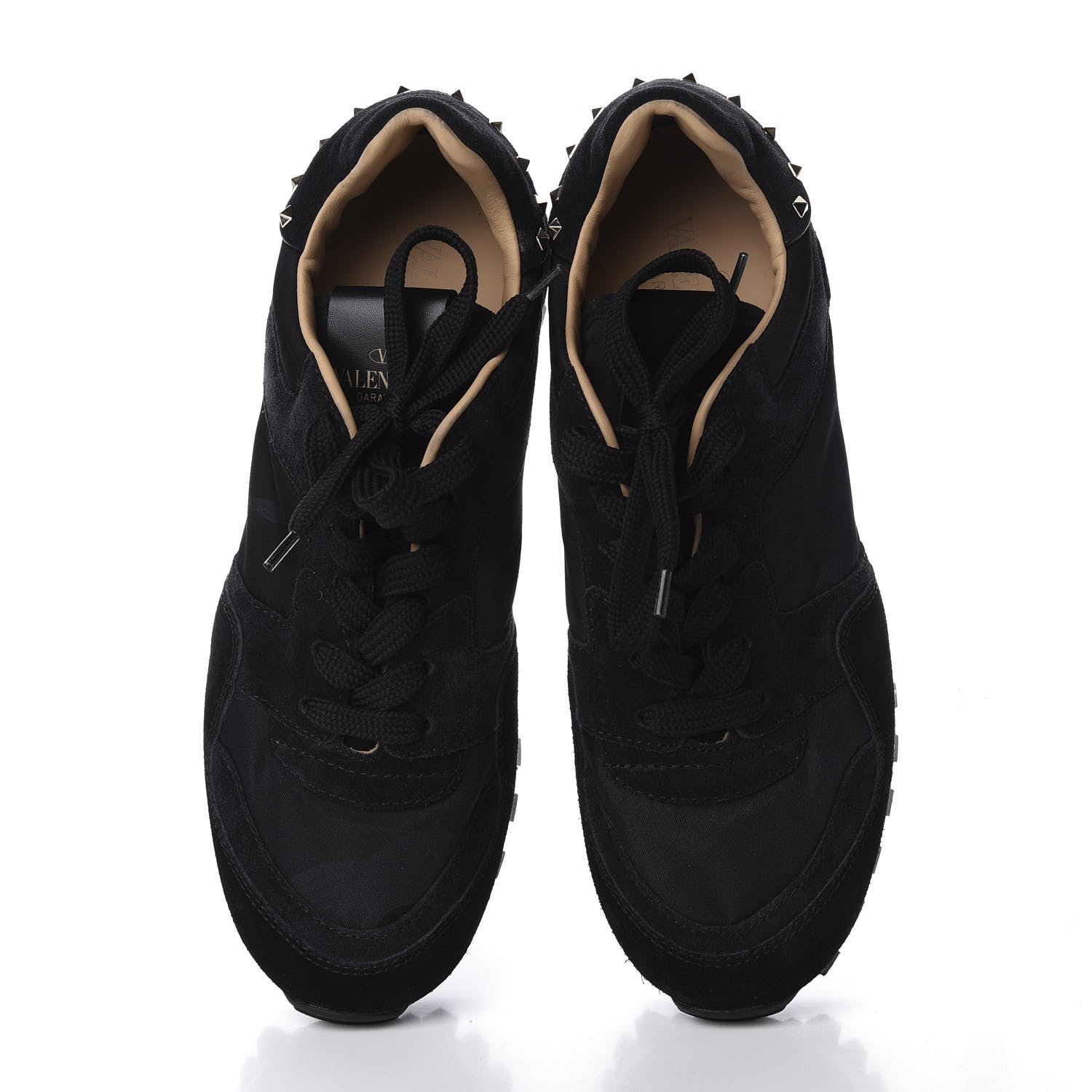 Valentino Garavani Suede Nylon Camouflage Womens Soul Rockstud Sneakers 38 Black 5 of 11