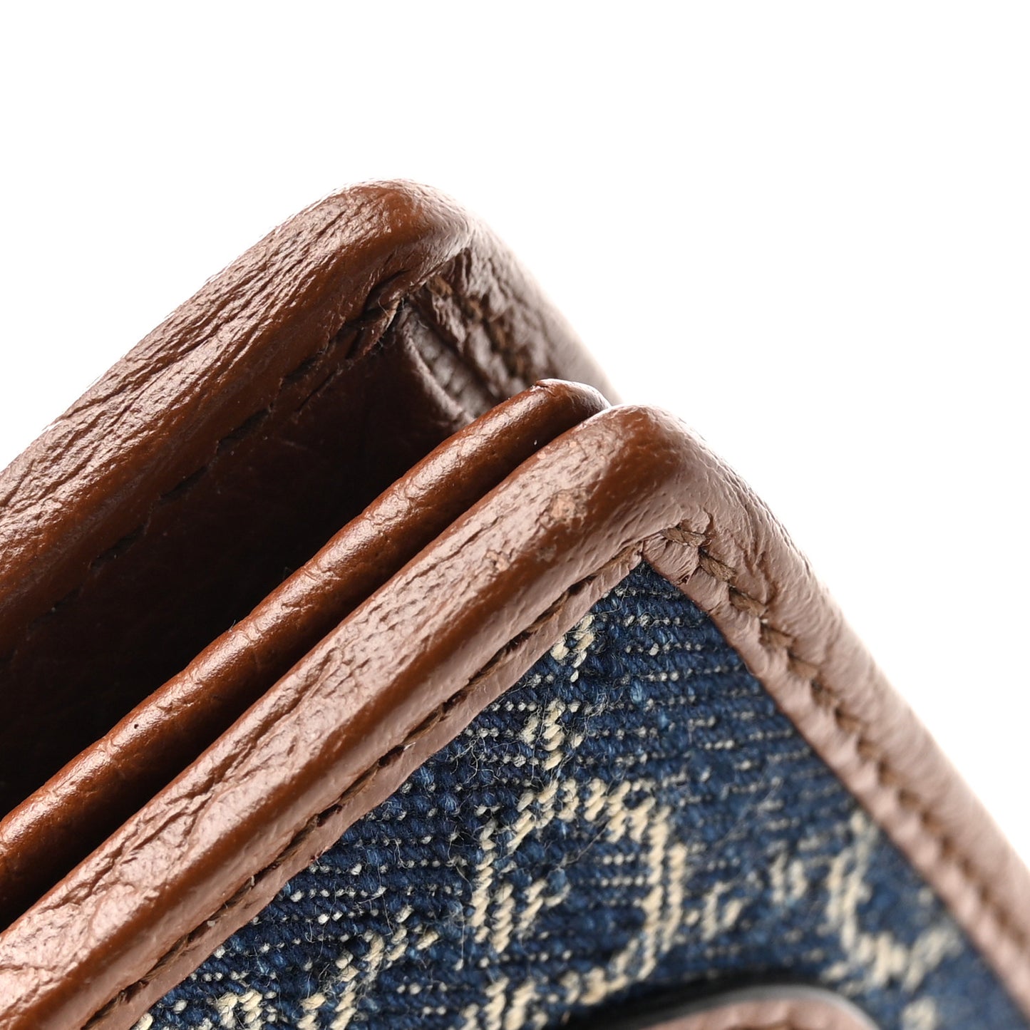 New Denim GG Monogram Dollar Calfskin Horsebit 1955 Card Case Wallet Blue Tea Cuir Epilog