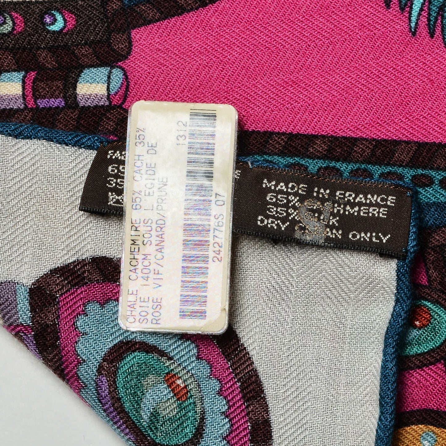 Cashmere Silk Sous L'Egide De Mars Shawl 140 Rose Vif Canard Prune