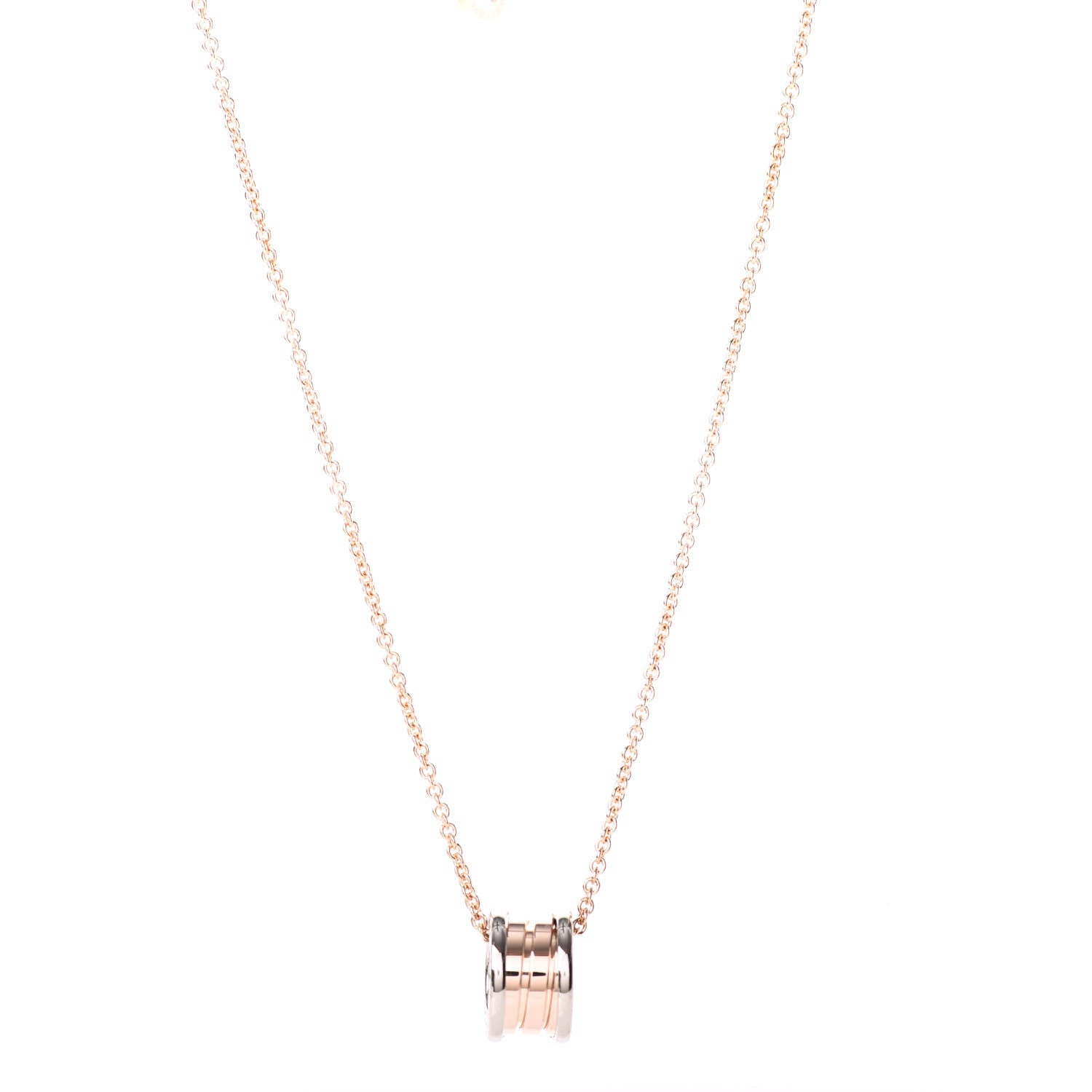 Bulgari 18K Rose White Gold B.Zero1 Pendant Necklace 1 of 5