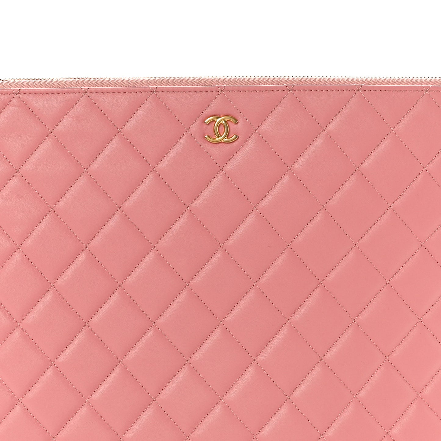 Lambskin Quilted Large Cosmetic Case Pink