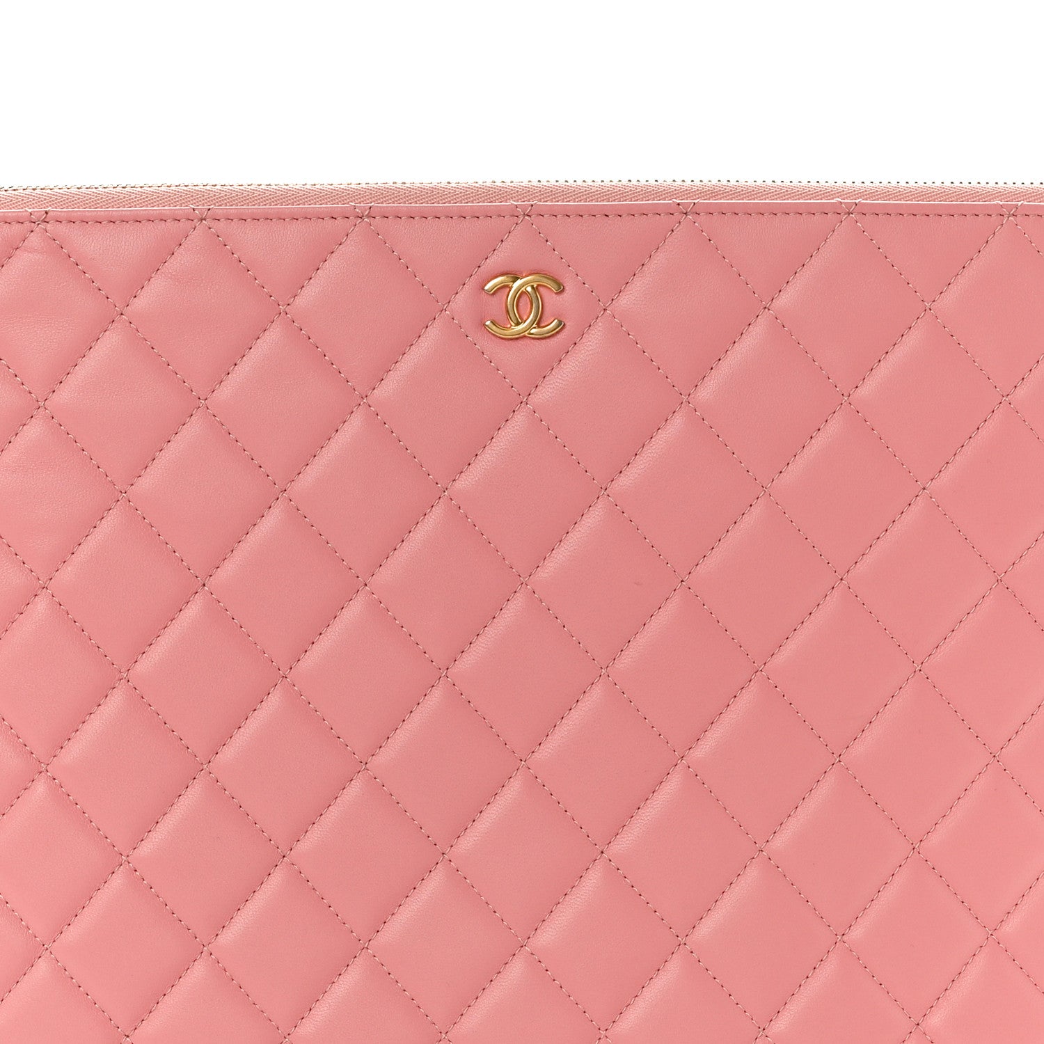 Chanel Lambskin Quilted Large Cosmetic Case Pink 8 of 8