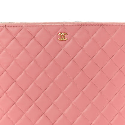 Chanel Lambskin Quilted Large Cosmetic Case Pink 8 of 8