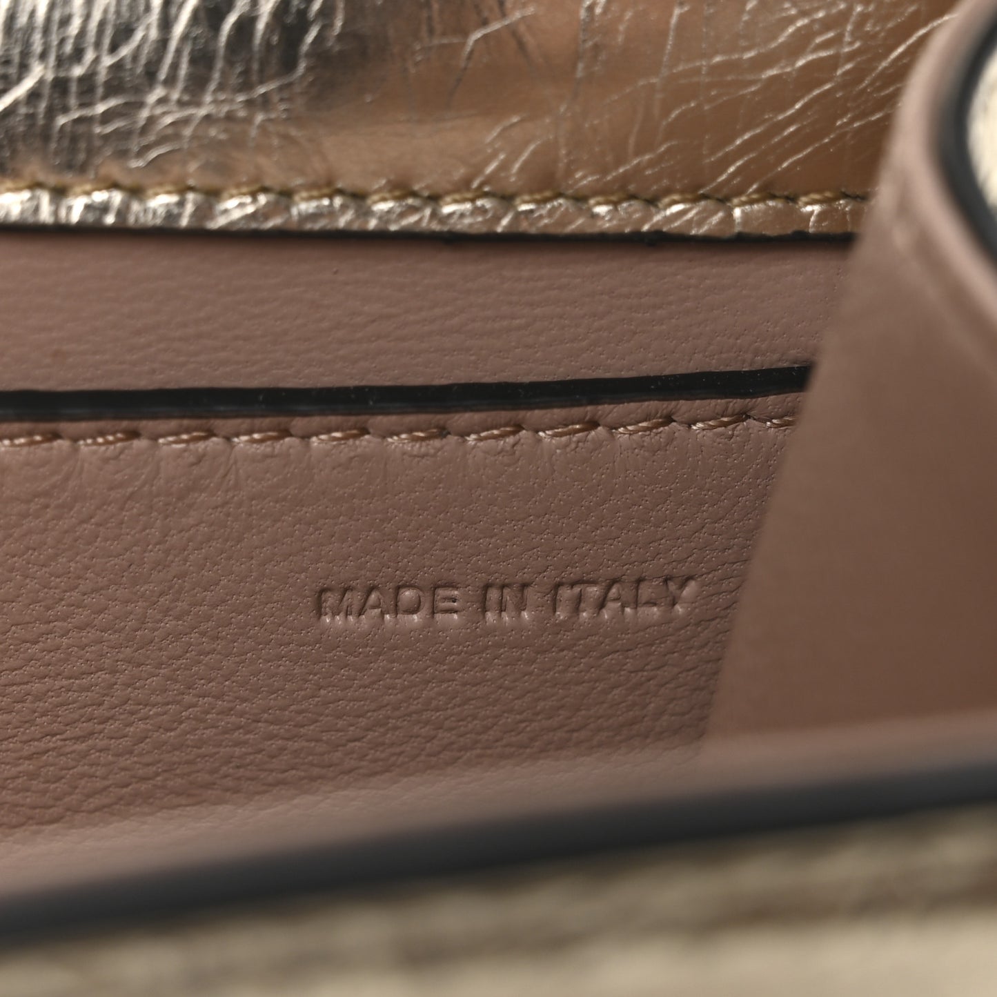Metallic Crackle Effect Calfskin Vlogo Small Loco Shoulder Bag Platino