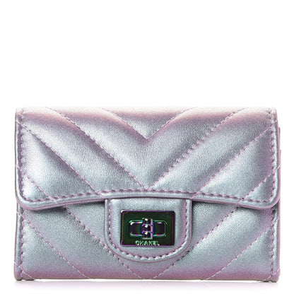 Chanel Iridescent Lambskin Chevron Quilted Reissue Card Holder Light Purple 1 of 9